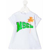 Msgm Kids Vestido reto com logo - Branco