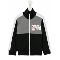 Nº21 Kids color-block logo jacket - Preto