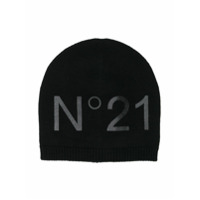 Nº21 Kids logo print beanie hat - Preto