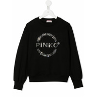 Pinko Kids logo print sweatshirt - Preto