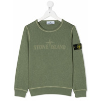 Stone Island Junior Moletom com logo - Verde