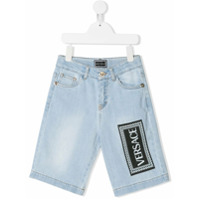 Young Versace Shorts jeans com logo - Azul