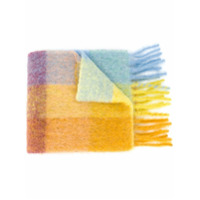 Acne Studios multi-check fringed scarf - Amarelo