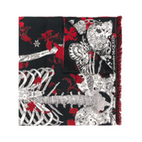 Alexander McQueen tattoo skeleton scarf - Preto