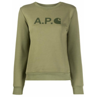 A.P.C. Moletom com estampa de logo - Verde