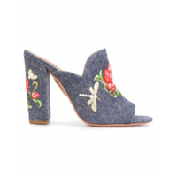 Aquazzura Mule com bordado floral - Azul