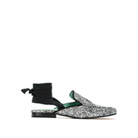 Blue Bird Shoes Slipper de glitter - Prateado