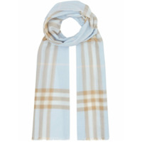 Burberry Cachecol xadrez de seda e lã - Azul