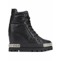 Casadei wedged lace-up boots - Preto