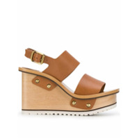 Chloé buckle wedge sandals - Marrom