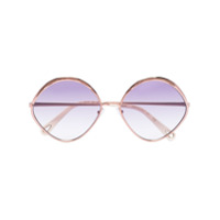Chloé Eyewear Óculos de sol oval dourado