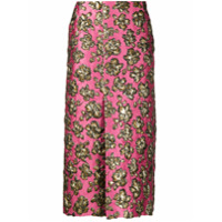 colville Saia midi com bordado - Rosa