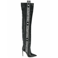 Dsquared2 Bota de couro com logo - Preto