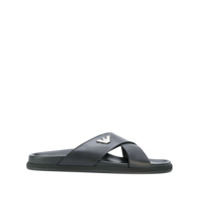 Emporio Armani Slide de couro - Preto