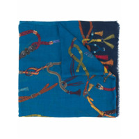 Etro belt print scarf - Azul