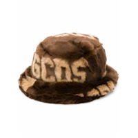 Gcds logo faux fur bucket hat - Marrom
