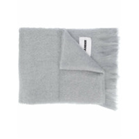 Jil Sander logo patch fringe scarf - Cinza