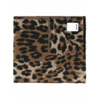 Kenzo leopard print wool blend scarf - Marrom