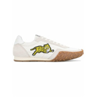 Kenzo Tênis bordado em couro - Cinza