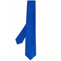Kiton geometric print silk tie - Azul