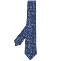 Kiton Gravata azul com estampa paisley