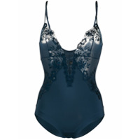 La Perla Body com renda bordada - Azul