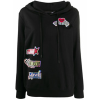 Love Moschino logo patch hoodie - Preto