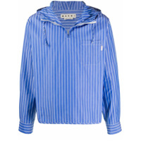 Marni Camisa risca de giz com capuz - Azul