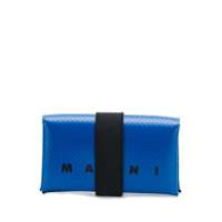 Marni Porta-cartões de couro com logo - Azul