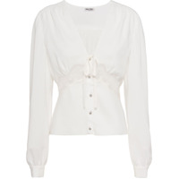 Miu Miu lace detail v-neck blouse - Branco