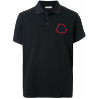 Moncler Camisa polo com patch de logo - Preto