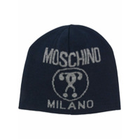 Moschino logo print beanie - Azul