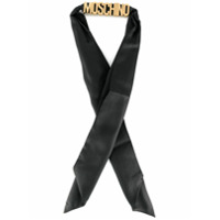 Moschino logo silk scarf - Preto