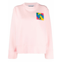 Moschino Moletom oversized com patch - Rosa