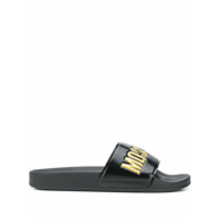 Moschino Slide com estampa de logo - Preto