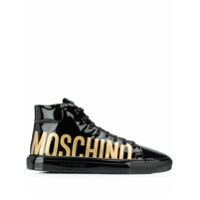 Moschino Tênis cano alto com logo - Preto