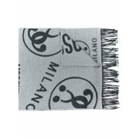 Moschino woven logo scarf - Cinza