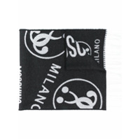 Moschino woven logo scarf - Preto