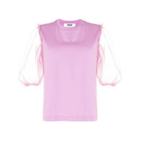 MSGM Camiseta com mangas de tule - Roxo