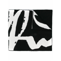 Off-White intarsia-knit logo scarf - Preto
