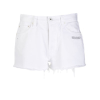 Off-White Short jeans com desfiado - Branco