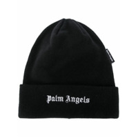 Palm Angels Gorro com logo bordado - Preto