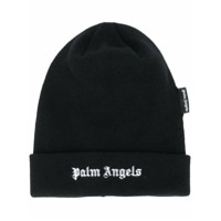 Palm Angels Gorro com logo bordado - Preto