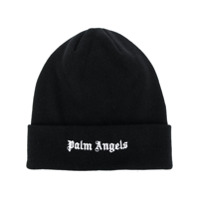 Palm Angels Gorro com logo bordado - Preto