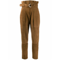 P.A.R.O.S.H. Calça cintura alta de camurça - Marrom