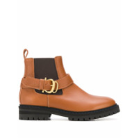 Pollini Bota de couro com fivela - Marrom