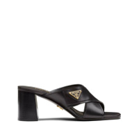 Prada Mule com logo triangular - Preto