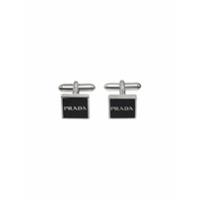 Prada Silver And Enamel Cufflinks - Preto