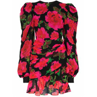 Richard Quinn rose print mini dress - Preto