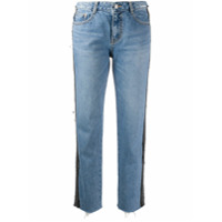 SJYP Calça jeans reta com patch - Azul